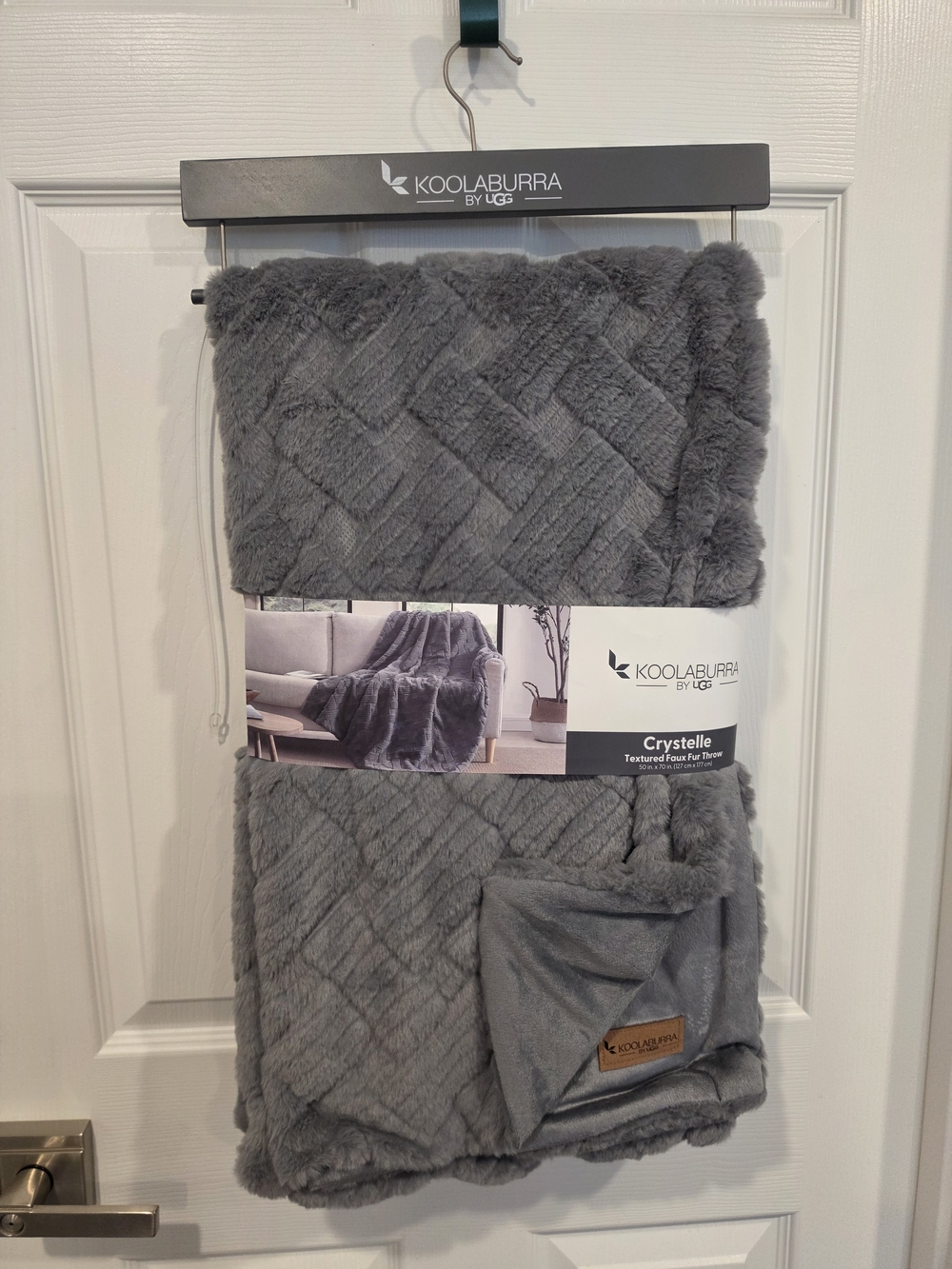 NWT Koolaburra Crystelle Faux Fur Throw Blanket - Gray 50" X 70"
